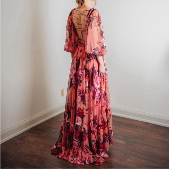 New MAC DUGGAL FLORAL CHIFFON CUTOUT DRESS SIZE 8 - Picture 4 of 16